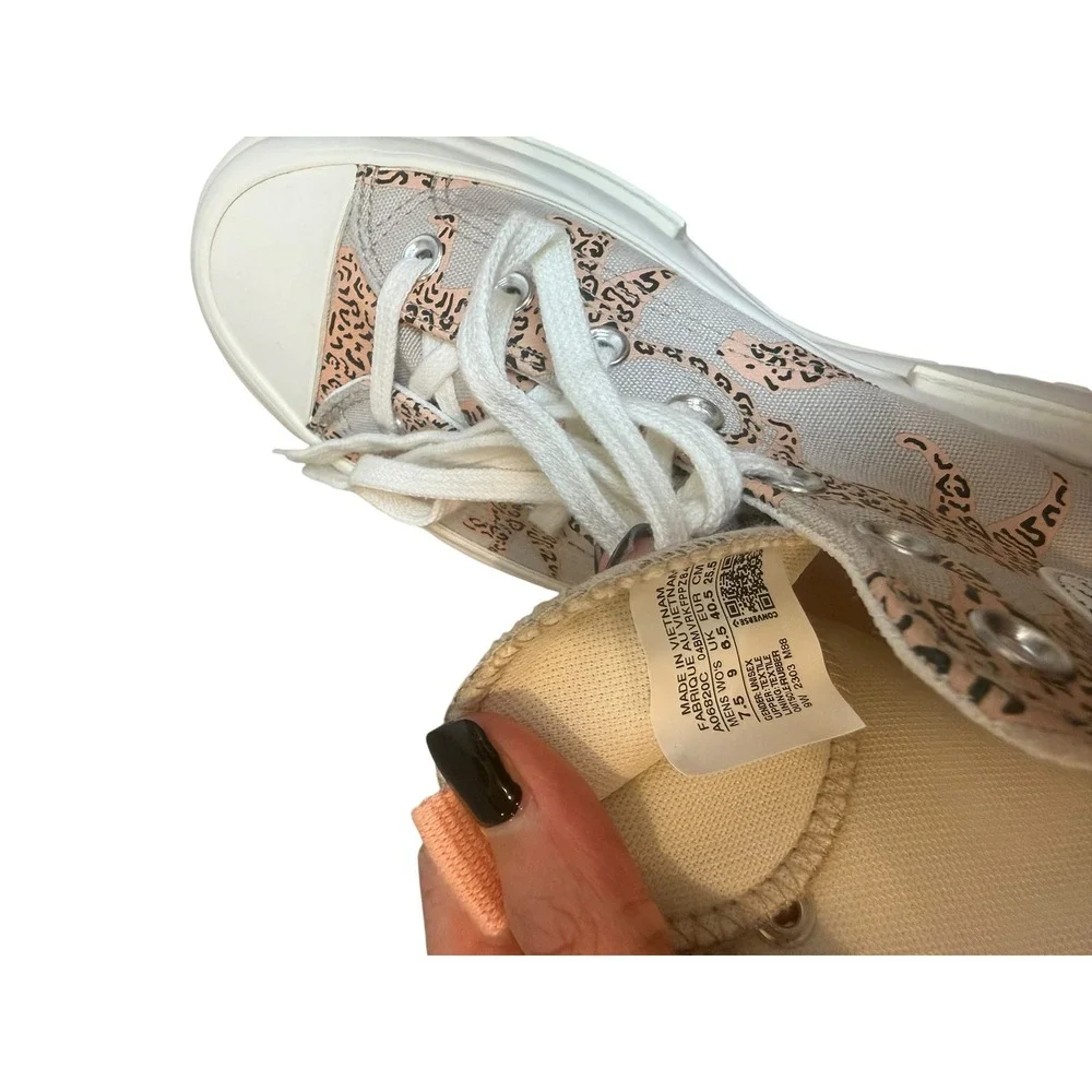 Converse Run Star Legacy CX High Top Platform Sneakers Pink Leopard Print Womens
